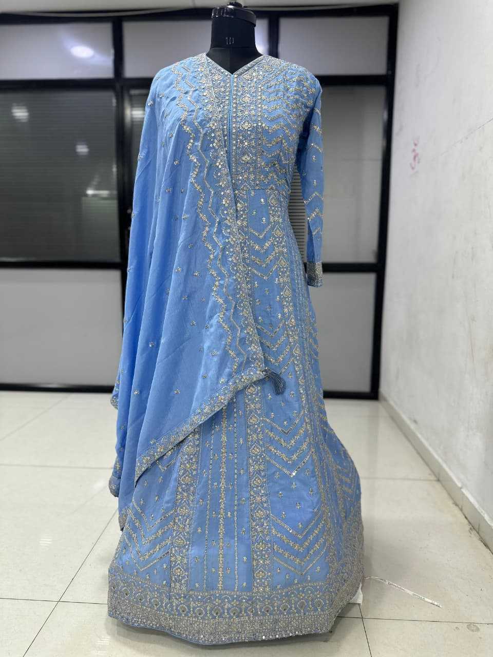 YNF Wholesale Chinon Embroidery Gowns KESH704 MOR BAGH ANARKALI | Surat Manufacturer