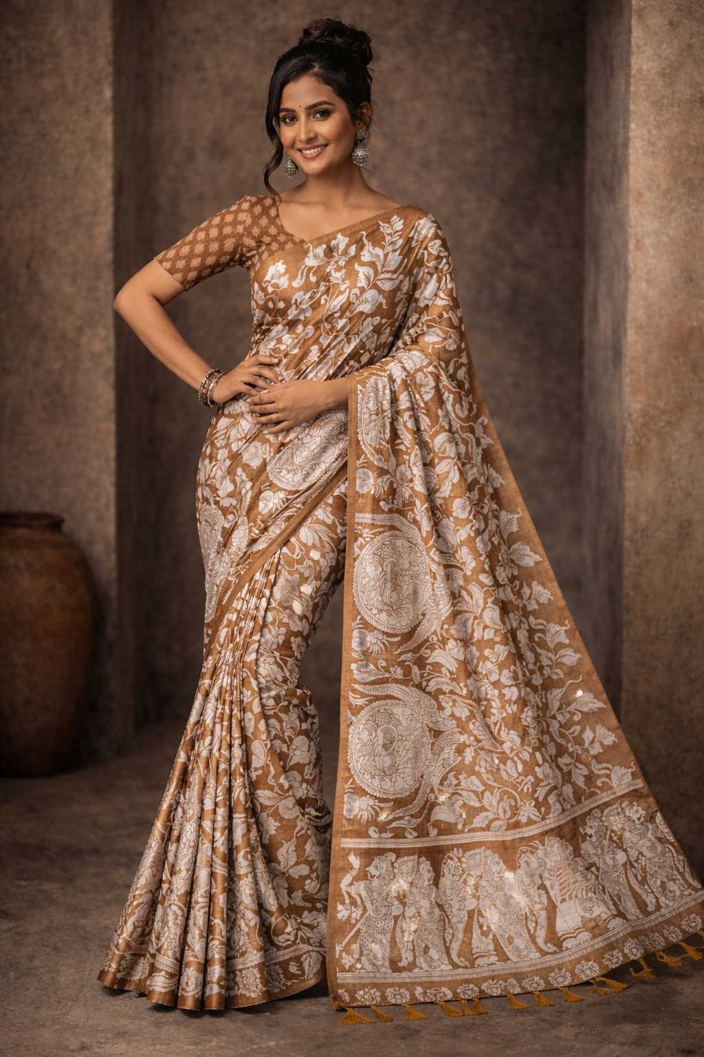 YNF Wholesale Tussar Silk Printed Silk Saree  | Surat Manufacturer