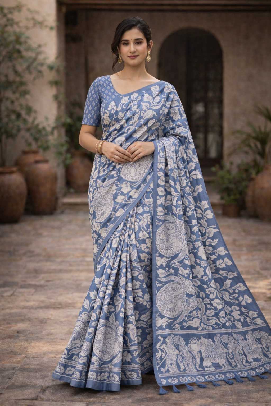 YNF Wholesale Tussar Silk Printed Silk Saree  | Surat Manufacturer