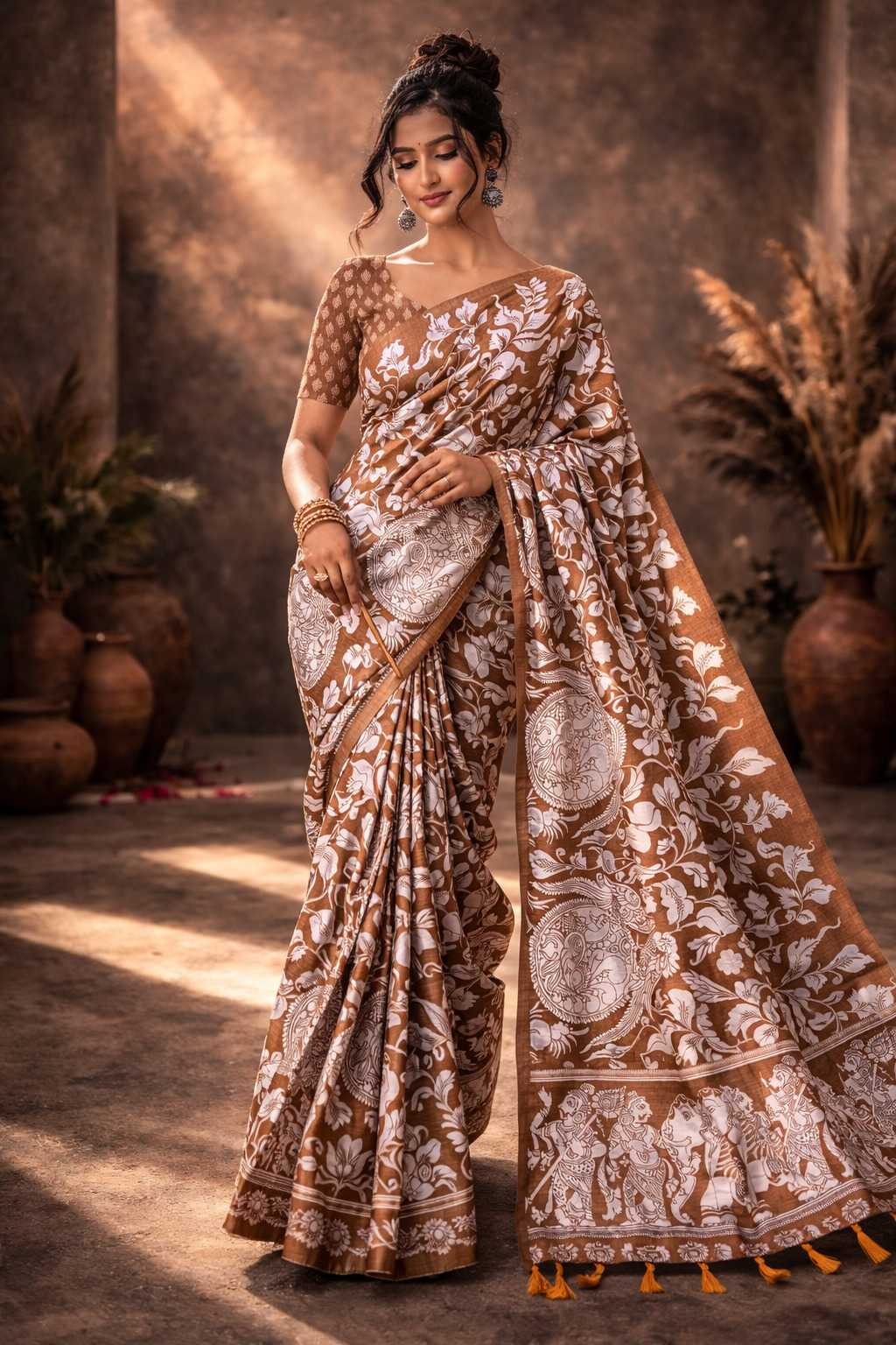 YNF Wholesale Tussar Silk Printed Silk Saree  | Surat Manufacturer