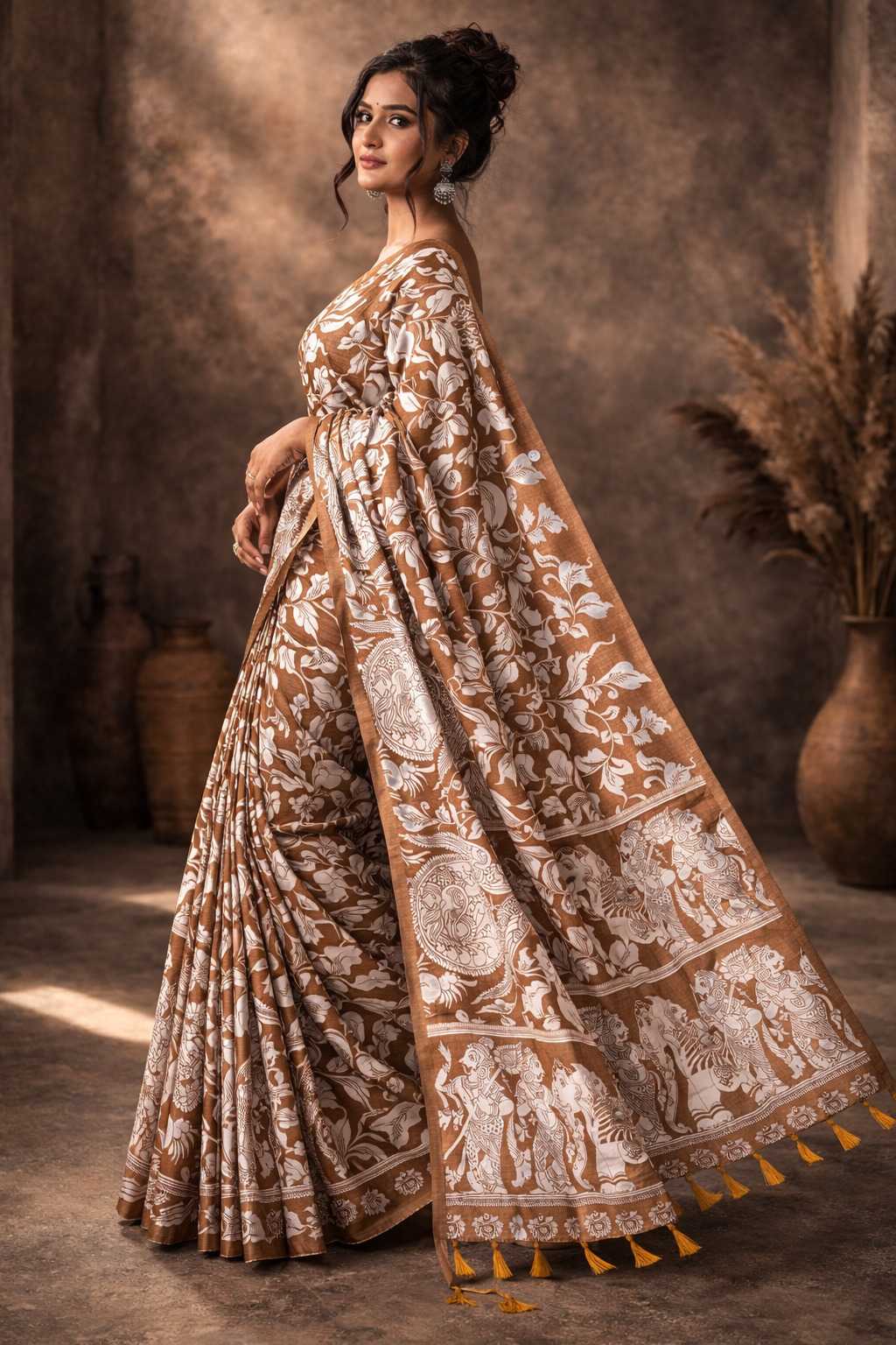 YNF Wholesale Tussar Silk Printed Silk Saree  | Surat Manufacturer