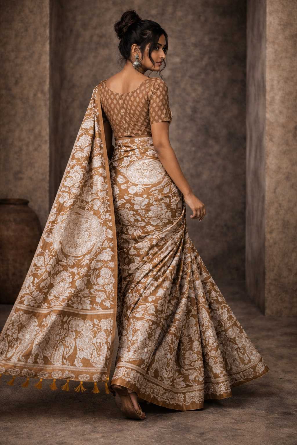 YNF Wholesale Tussar Silk Printed Silk Saree  | Surat Manufacturer