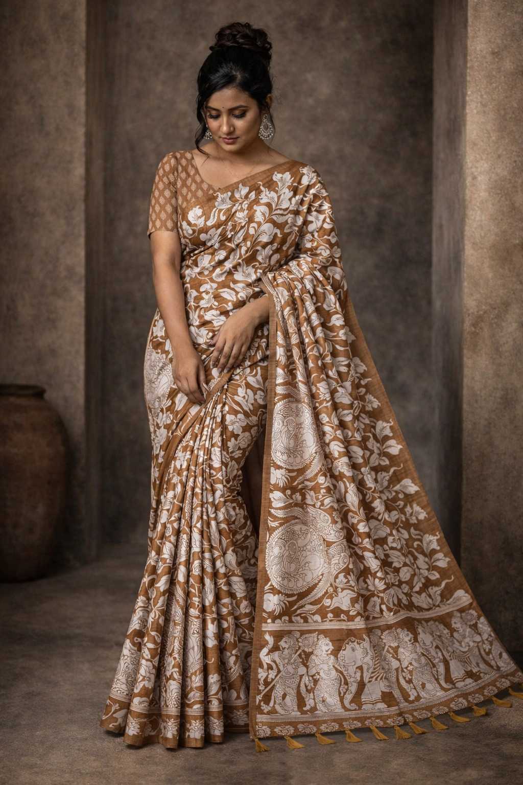 YNF Wholesale Tussar Silk Printed Silk Saree  | Surat Manufacturer