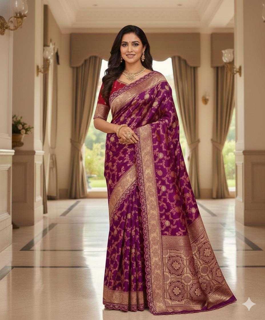 YNF Wholesale Jacquard Embroidered Sarees  | Surat Manufacturer