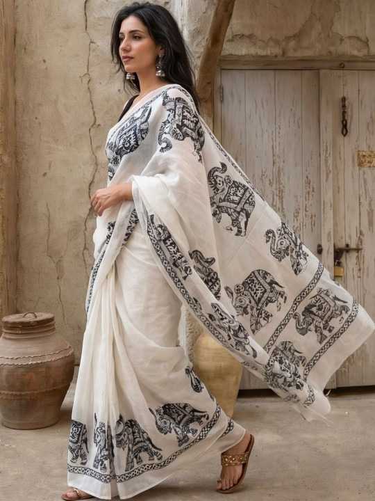 YNF Wholesale Linen Printed Sarees  | Surat Manufacturer