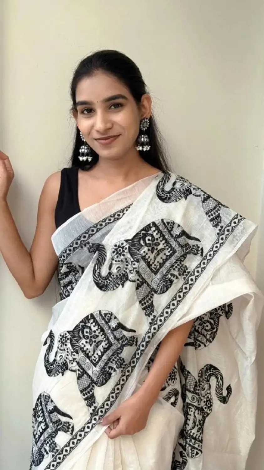 YNF Wholesale Linen Printed Sarees  | Surat Manufacturer