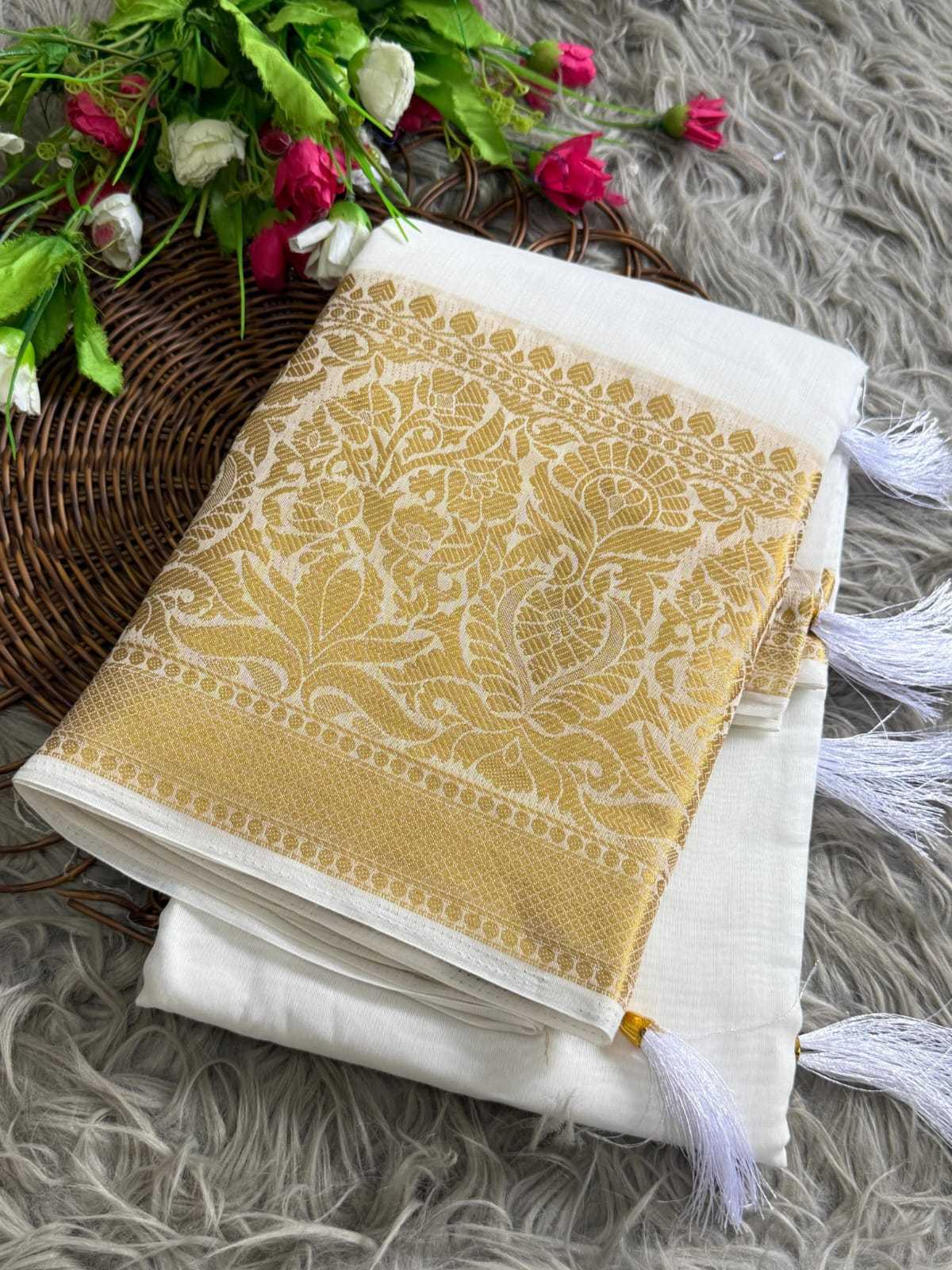 YNF Wholesale Cotton White Sarees  | Surat Manufacturer