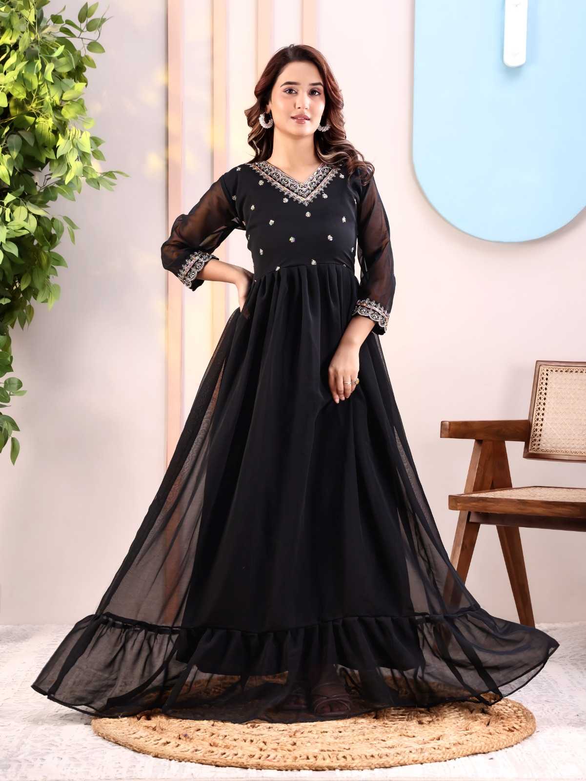 YNF Wholesale Heavy Silk Embroidery Gowns  | Surat Manufacturer