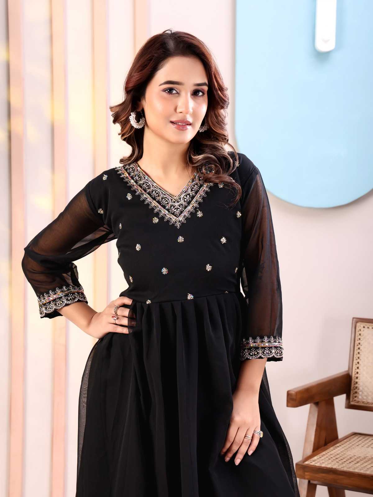 YNF Wholesale Heavy Silk Embroidery Gowns  | Surat Manufacturer