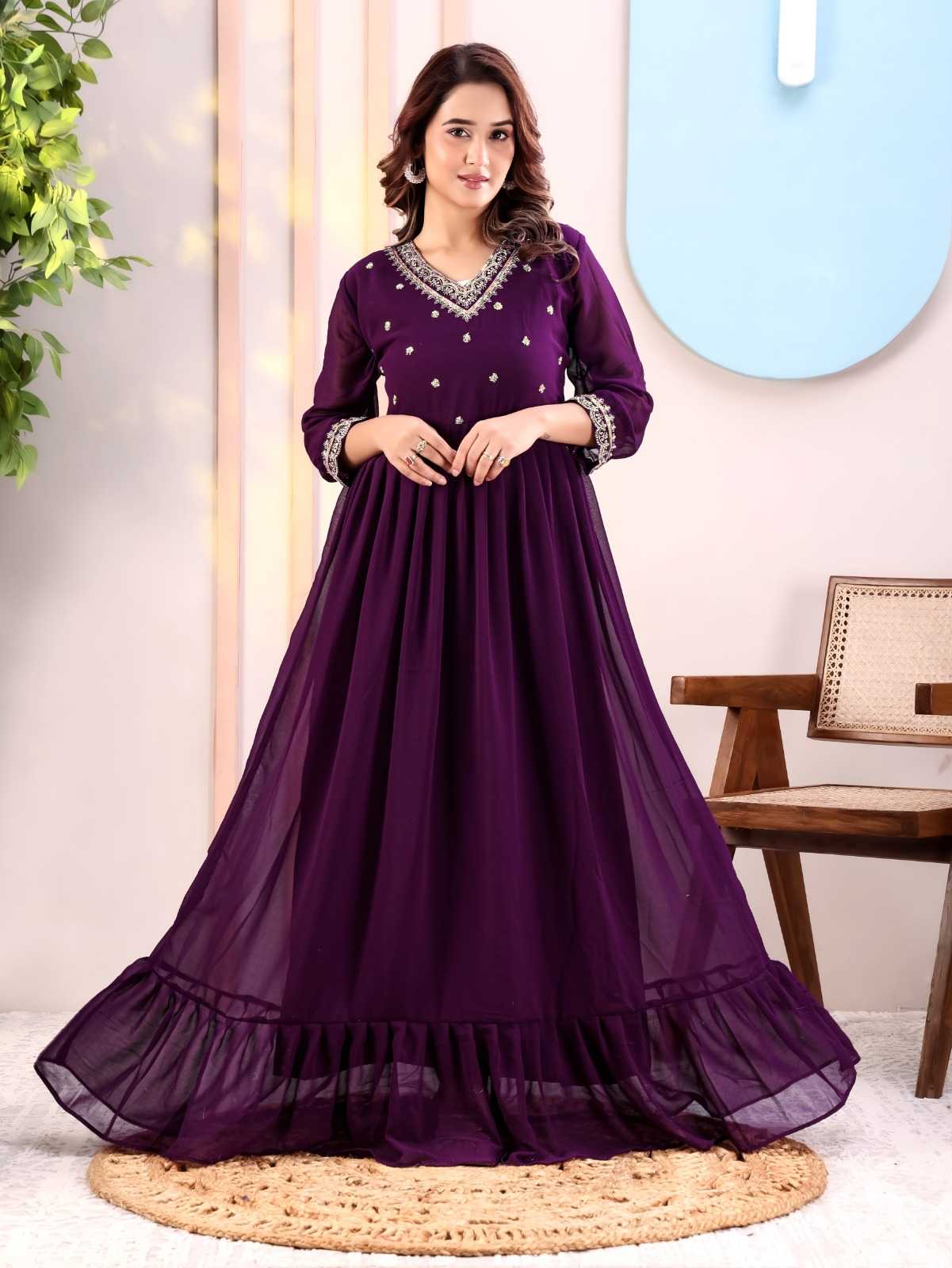 YNF Wholesale Heavy Silk Embroidery Gowns  | Surat Manufacturer