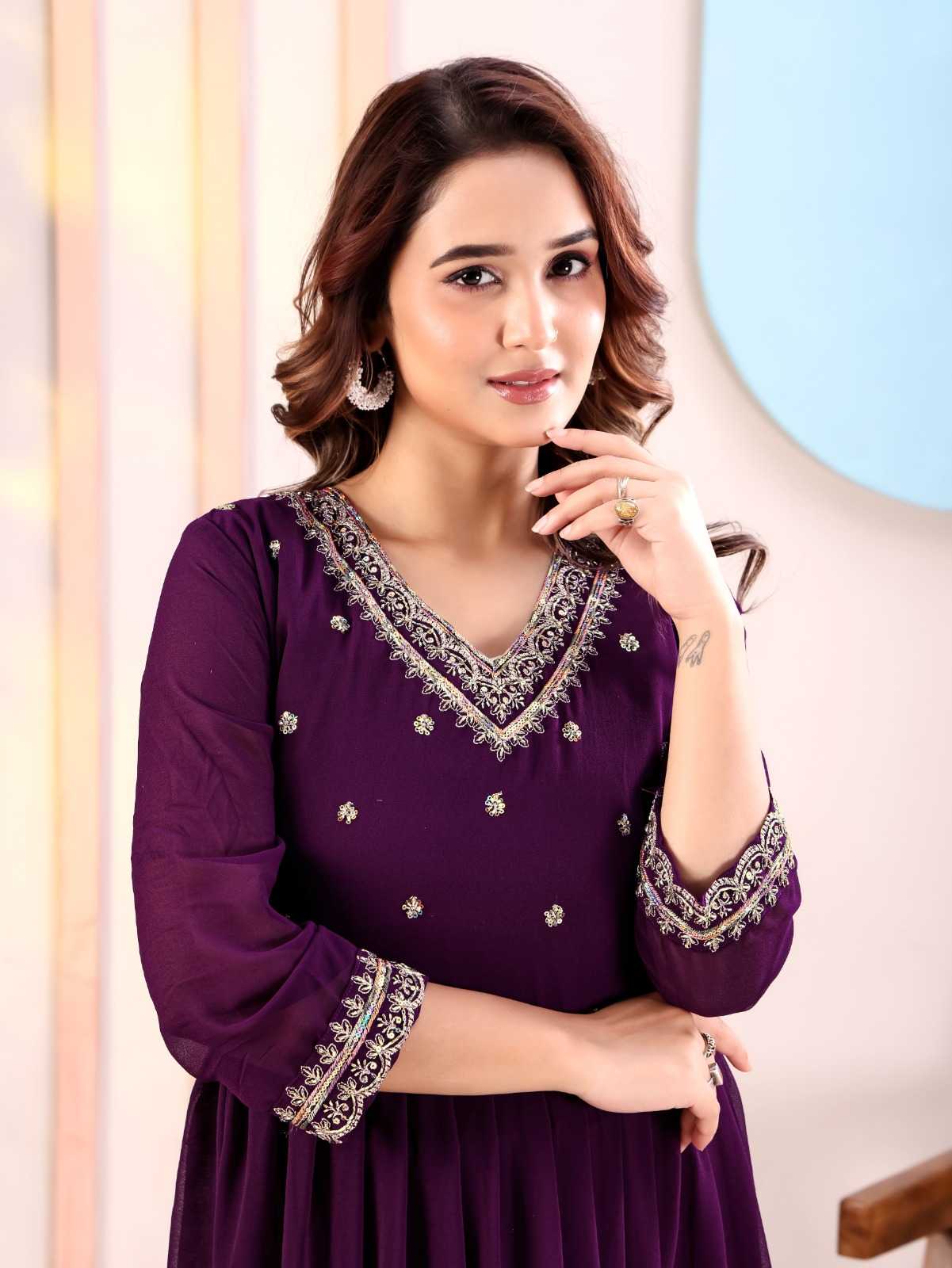 YNF Wholesale Heavy Silk Embroidery Gowns  | Surat Manufacturer