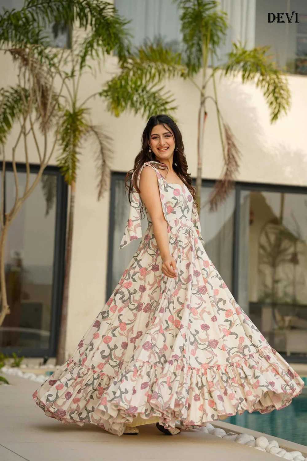 YNF Wholesale Cotton Cambric Printed Gowns  | Surat Manufacturer