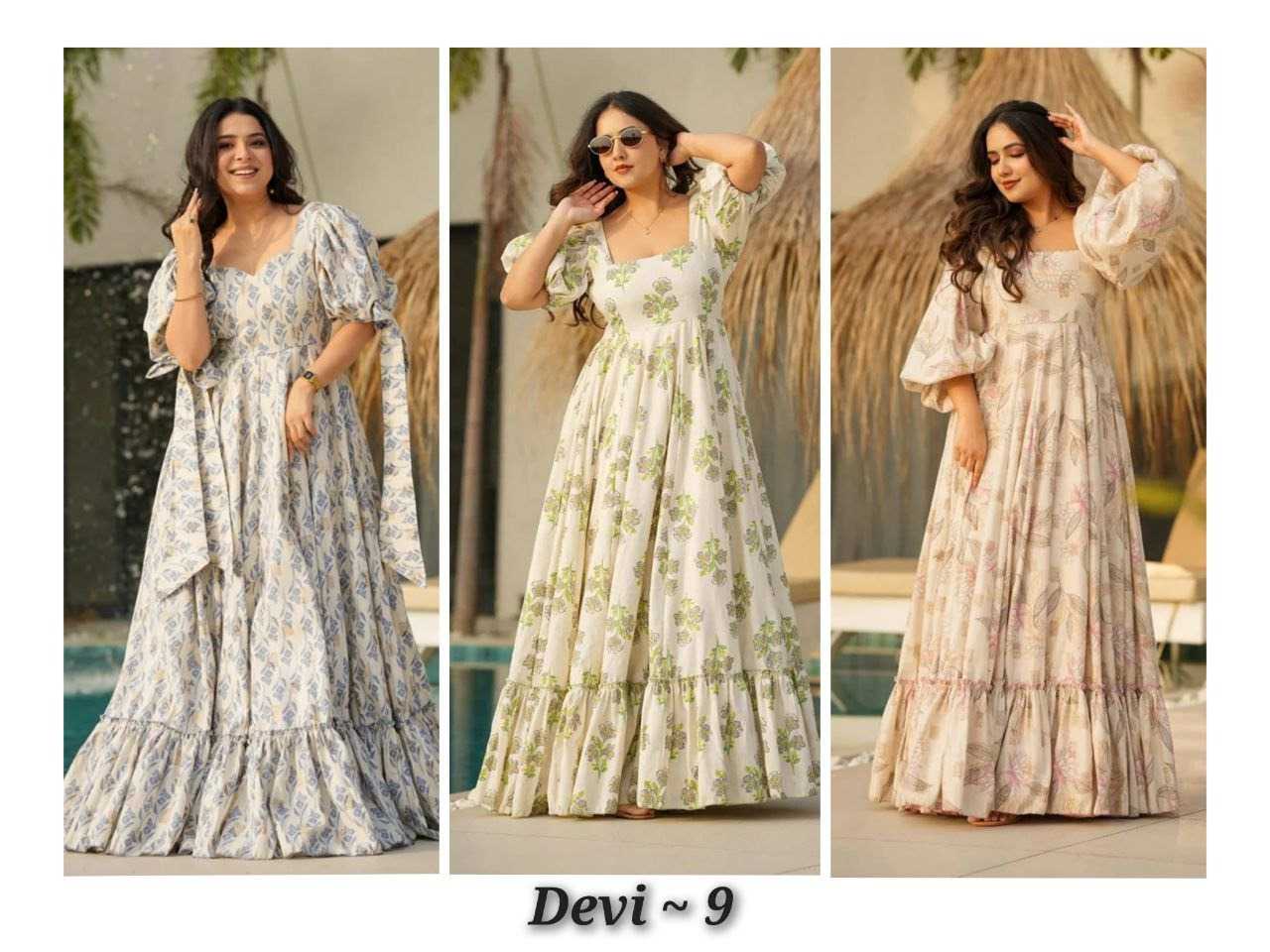 YNF Wholesale Cotton Cambric Printed Gowns  | Surat Manufacturer