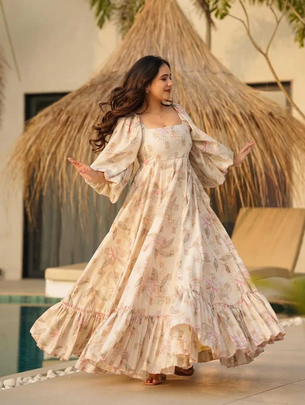 YNF Wholesale Cotton Cambric Printed Gowns  | Surat Manufacturer