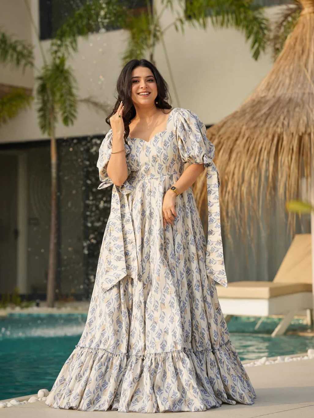 YNF Wholesale Cotton Cambric Printed Gowns  | Surat Manufacturer
