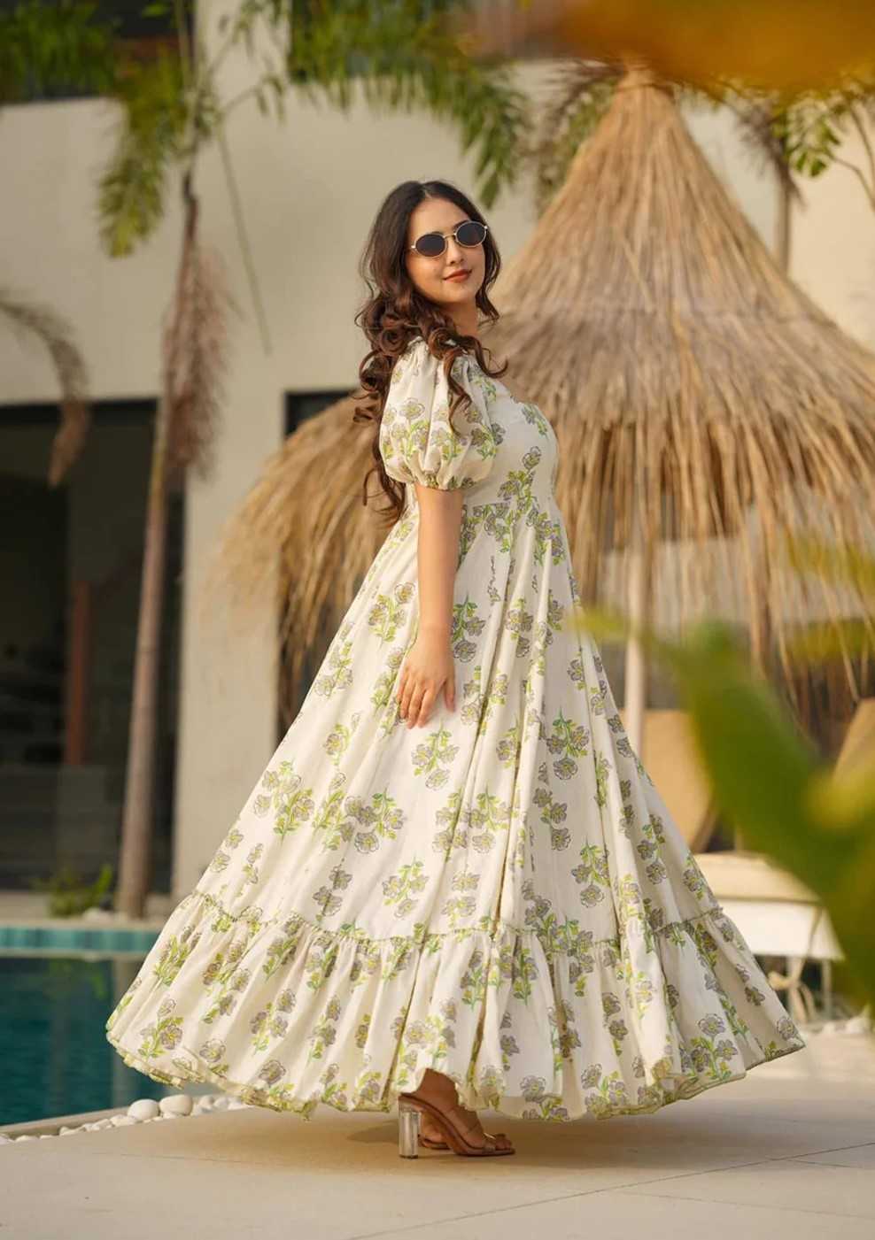 YNF Wholesale Cotton Cambric Printed Gowns  | Surat Manufacturer