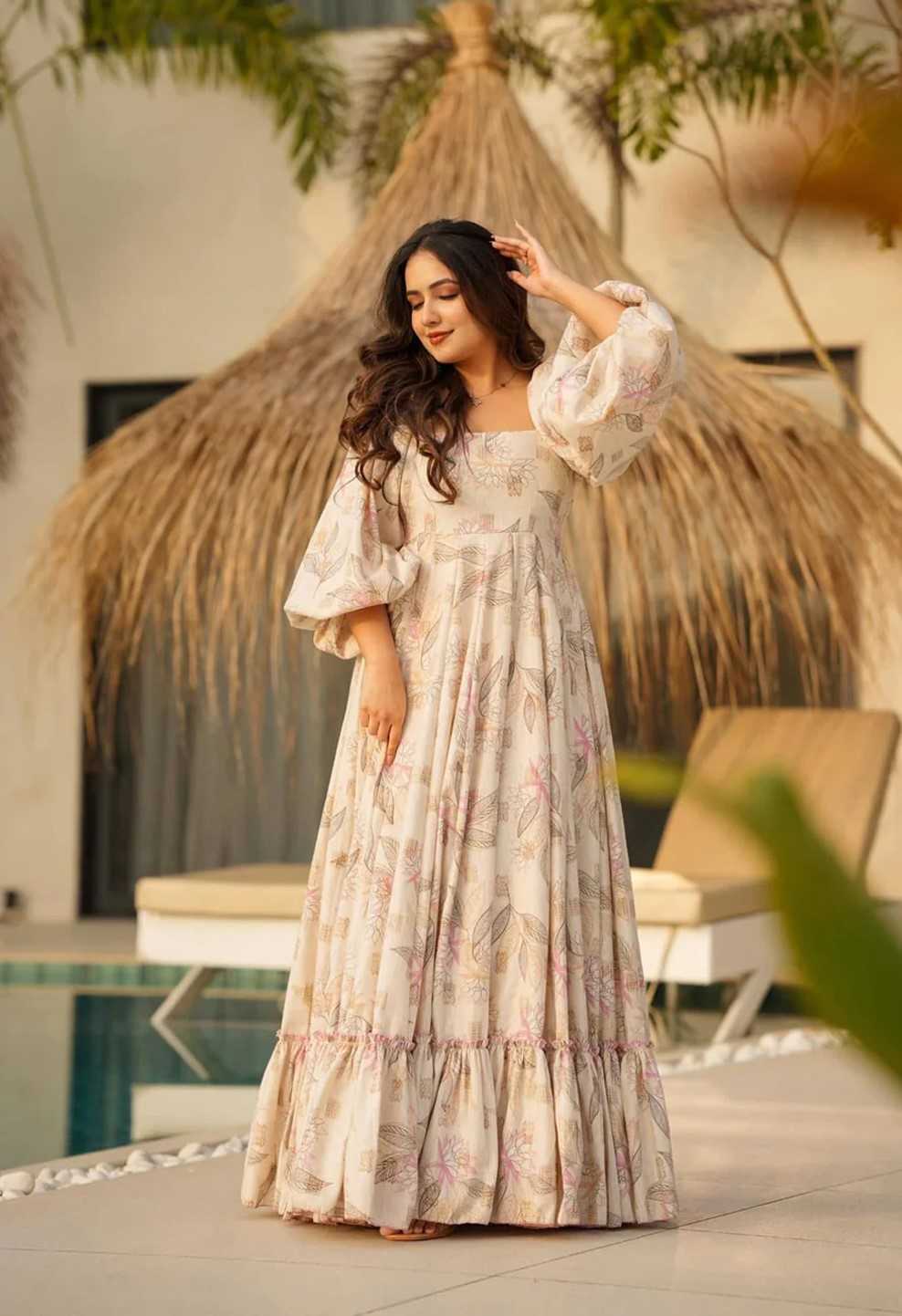 YNF Wholesale Cotton Cambric Printed Gowns  | Surat Manufacturer