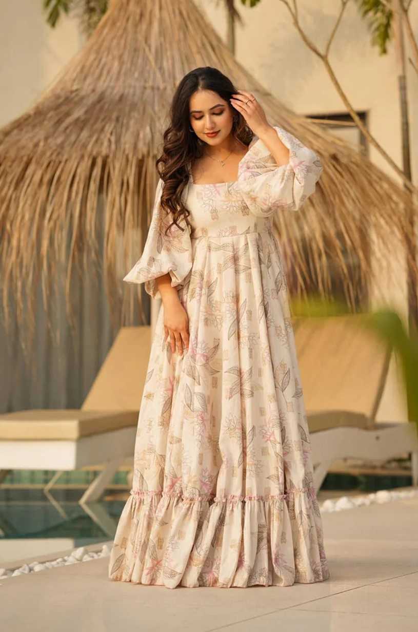 YNF Wholesale Cotton Cambric Printed Gowns  | Surat Manufacturer