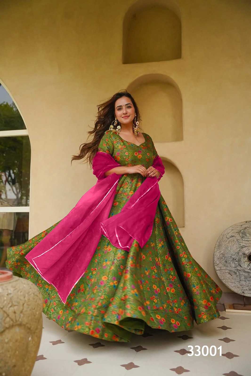 YNF Wholesale Heavy Silk Printed Gowns  | Surat Manufacturer