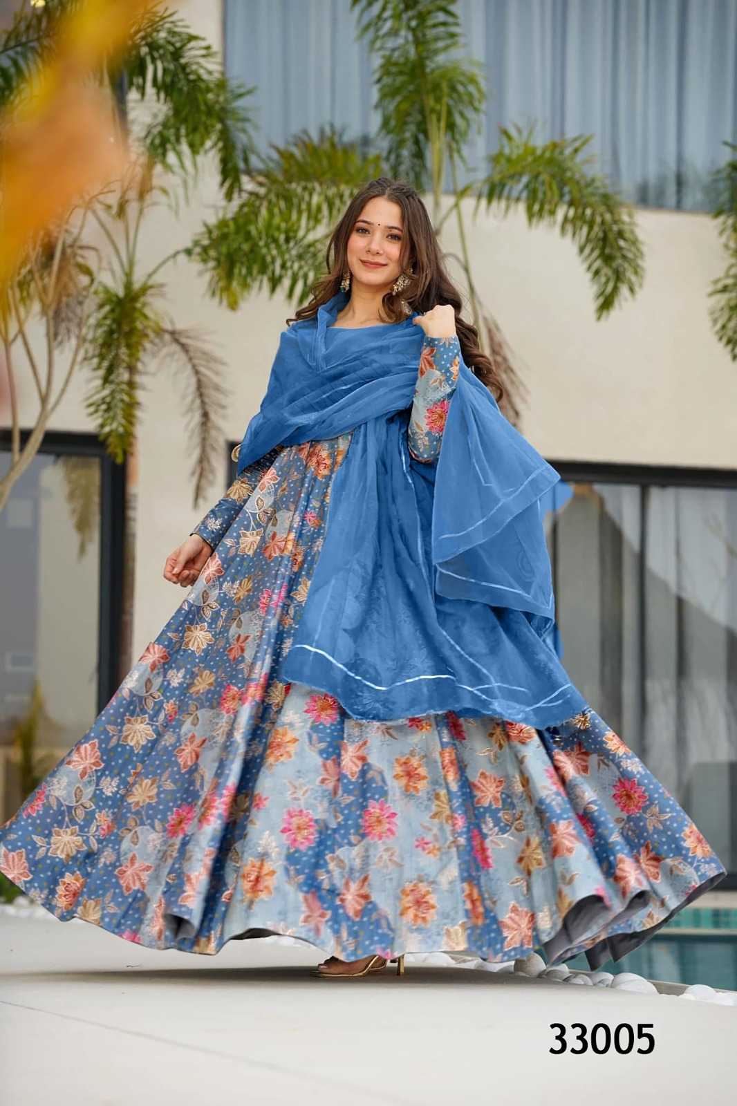 YNF Wholesale Heavy Silk Printed Gowns  | Surat Manufacturer