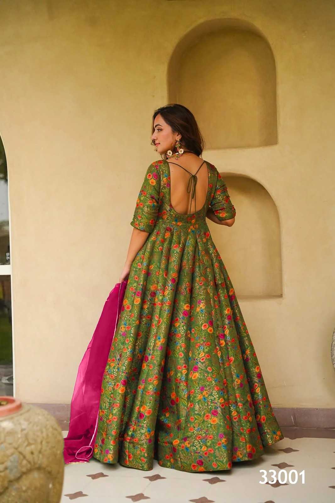 YNF Wholesale Heavy Silk Printed Gowns  | Surat Manufacturer