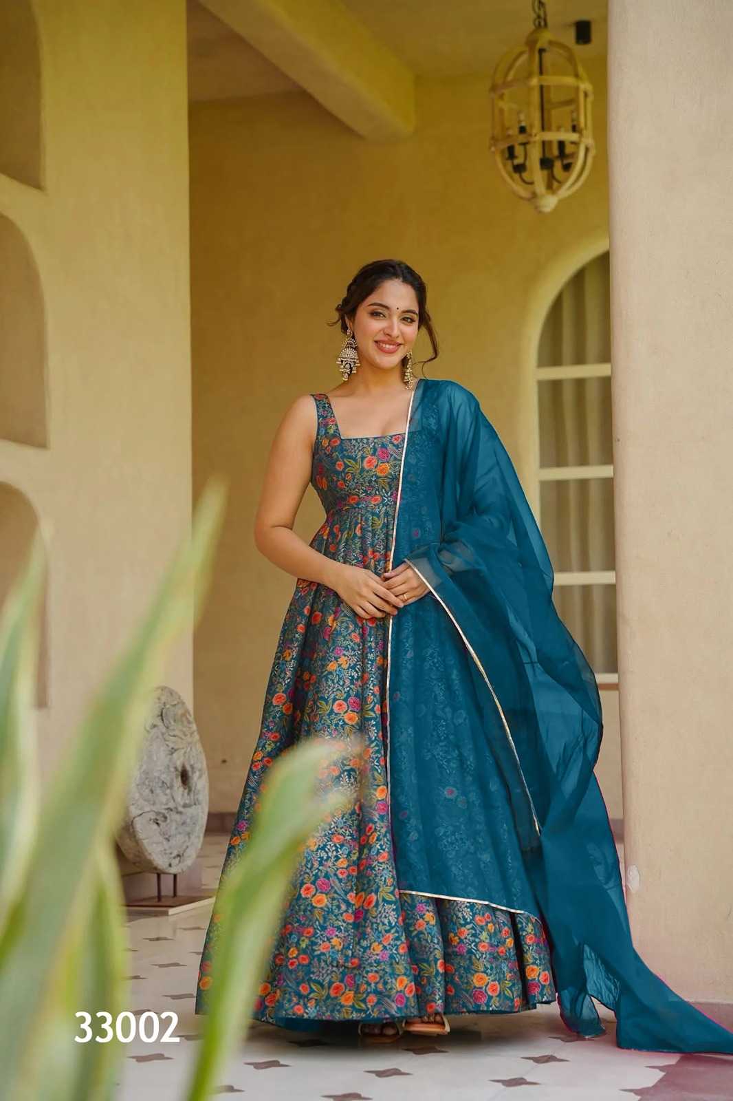 YNF Wholesale Heavy Silk Printed Gowns  | Surat Manufacturer