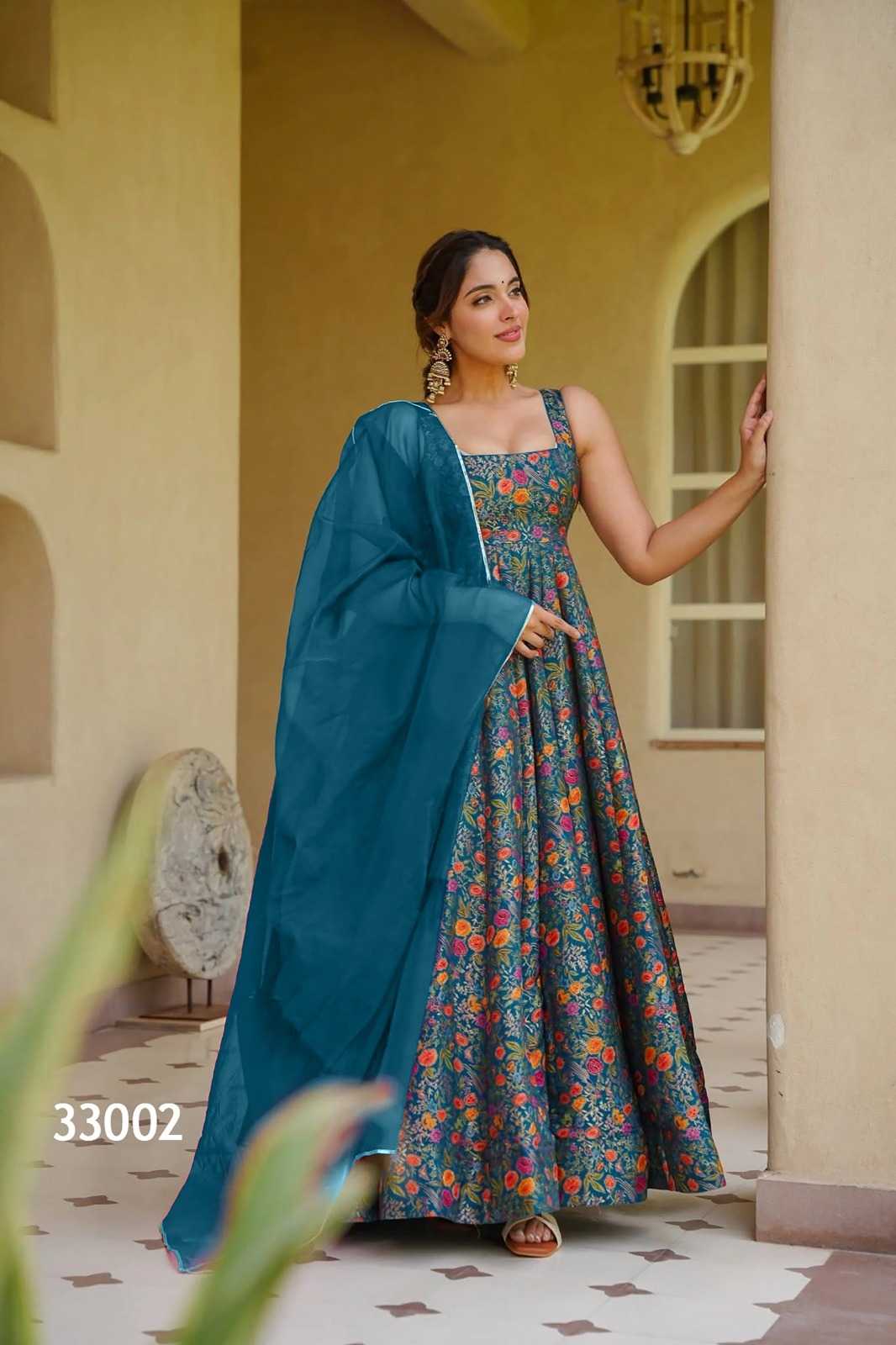 YNF Wholesale Heavy Silk Printed Gowns  | Surat Manufacturer