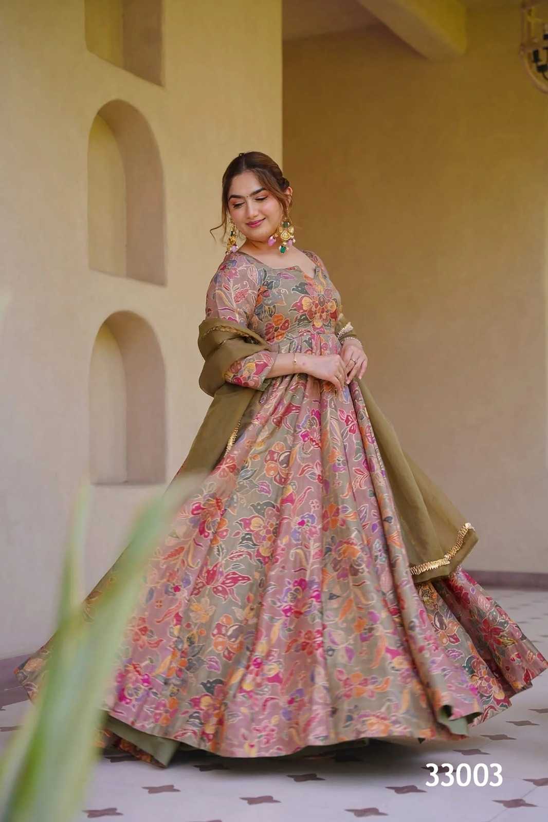 YNF Wholesale Heavy Silk Printed Gowns  | Surat Manufacturer