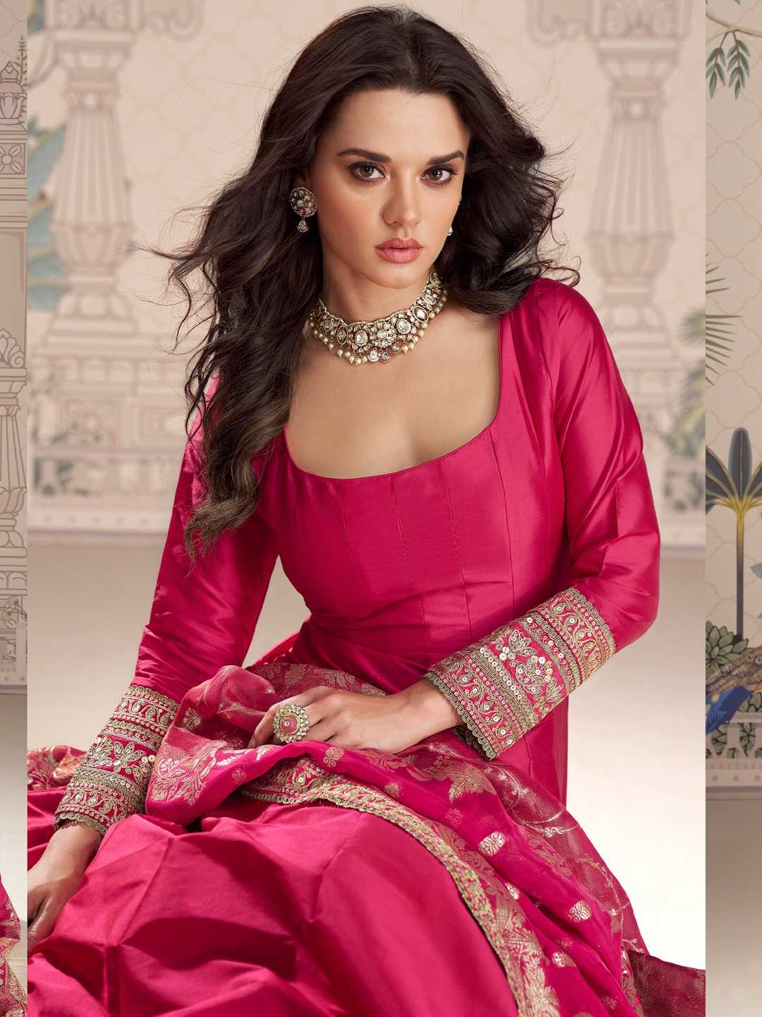 YNF Wholesale Vichitra Silk Embroidery Gowns  | Surat Manufacturer