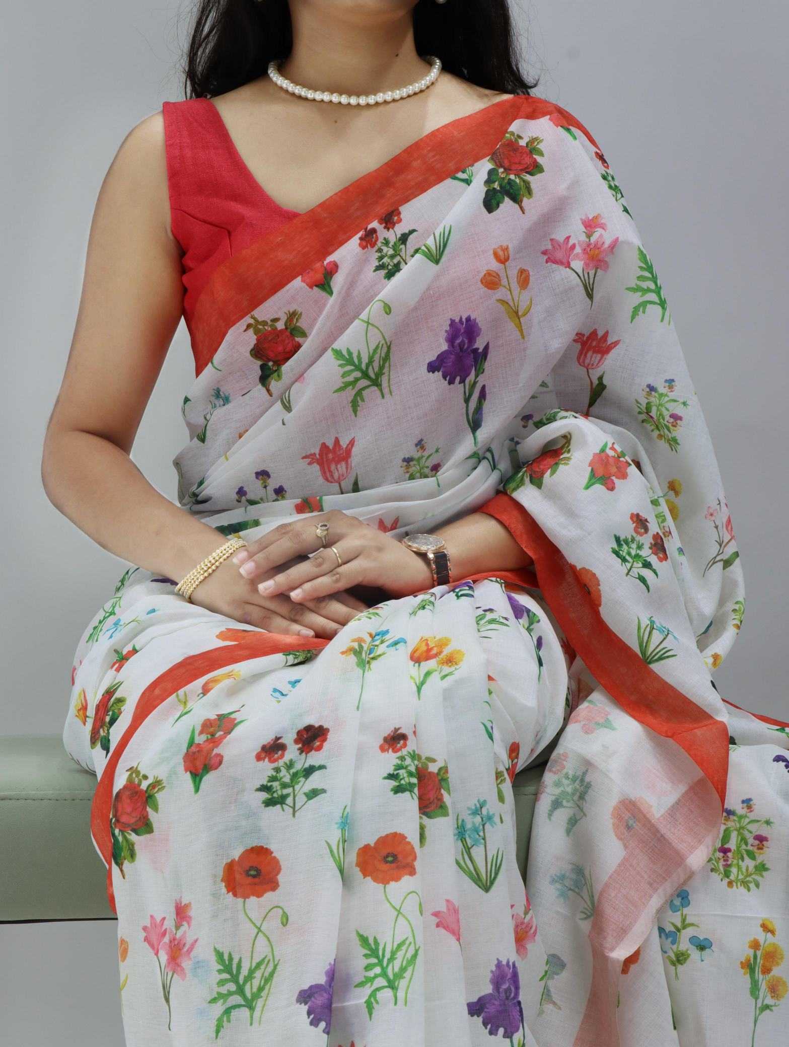 YNF Wholesale Linen Printed Sarees  | Surat Manufacturer