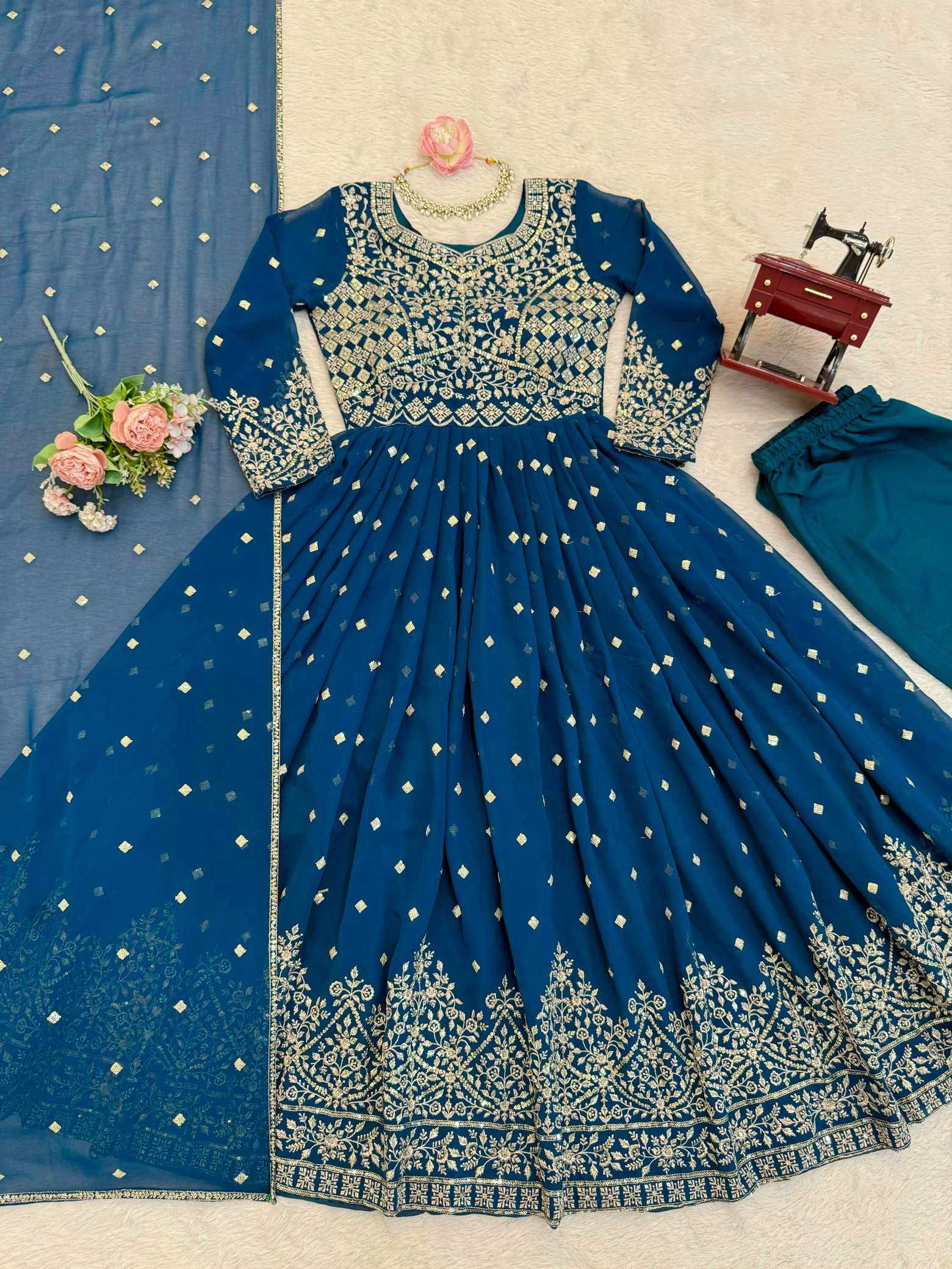 YNF Wholesale Faux Georgette Embroidery Suits  | Surat Manufacturer