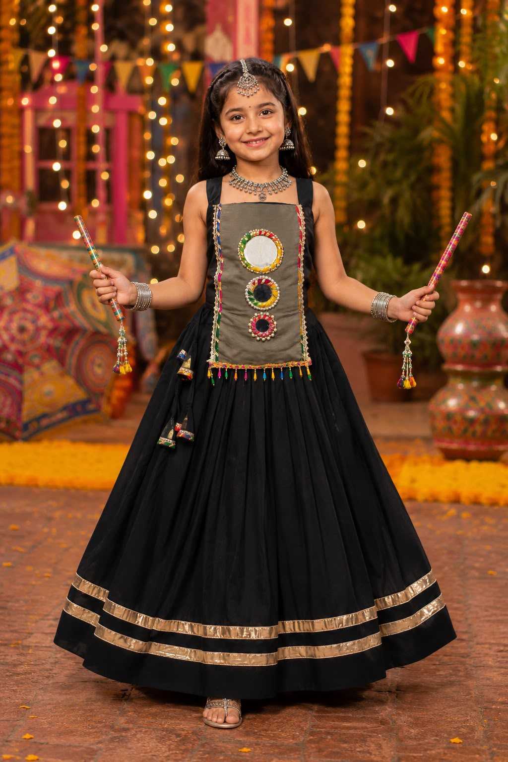YNF Wholesale Heavy Roman Silk Kids Lehenga  | Surat Manufacturer