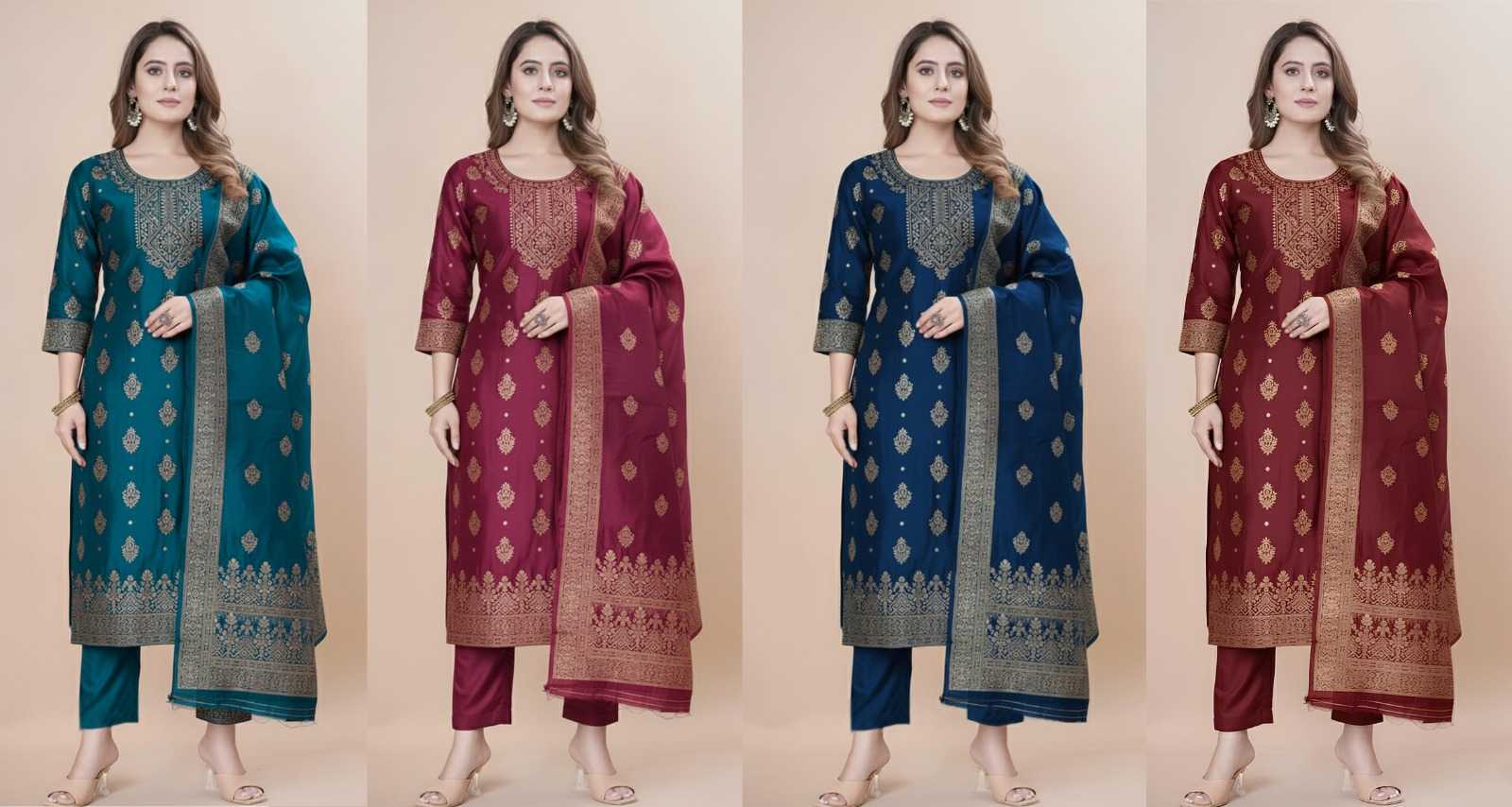 YNF Wholesale Jacquard Ladies Silk Suit  | Surat Manufacturer