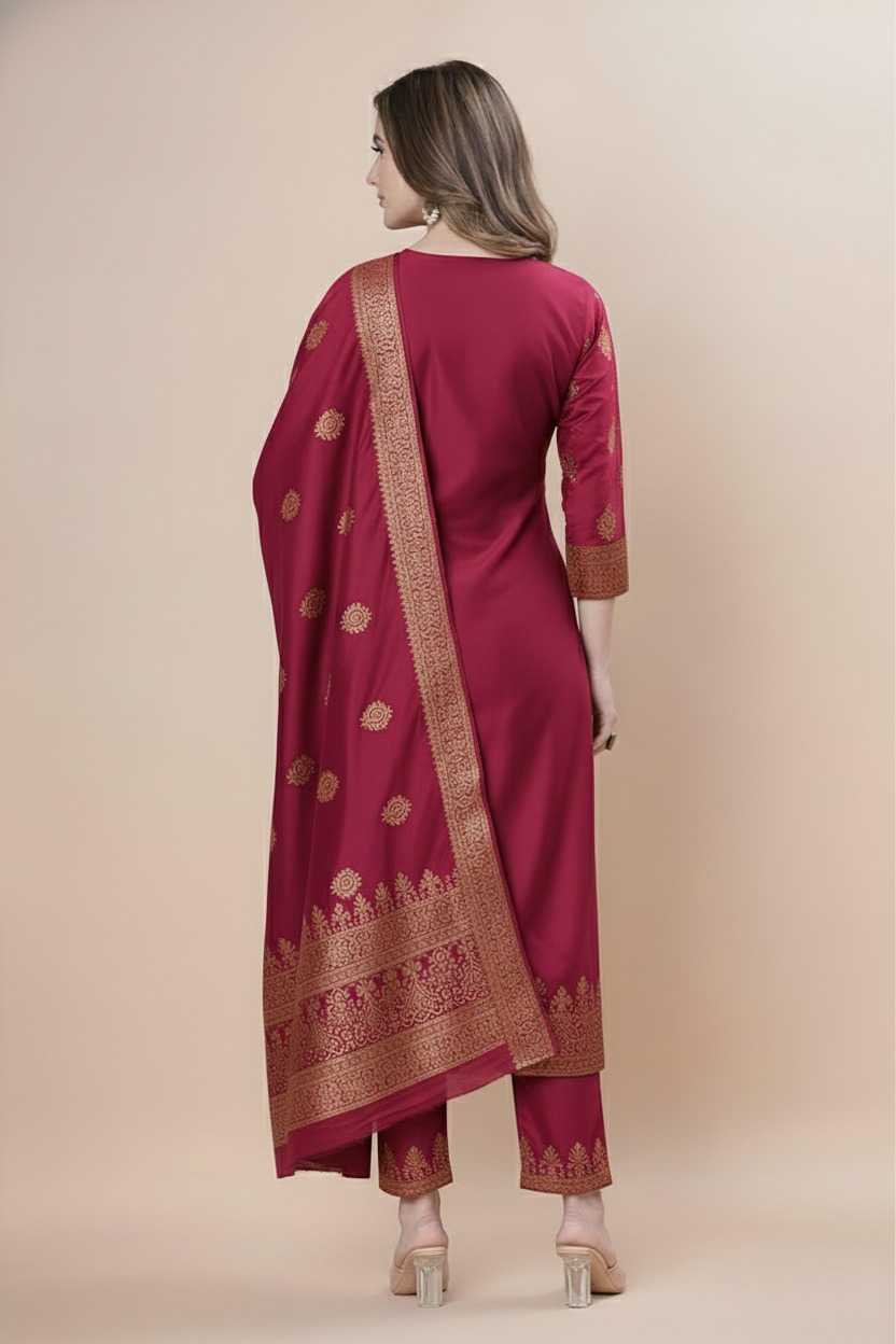 YNF Wholesale Jacquard Ladies Silk Suit  | Surat Manufacturer