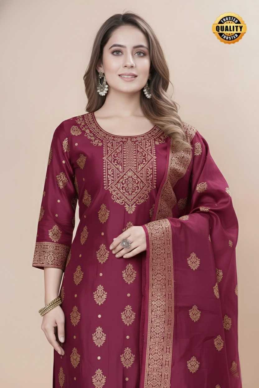 YNF Wholesale Jacquard Ladies Silk Suit  | Surat Manufacturer