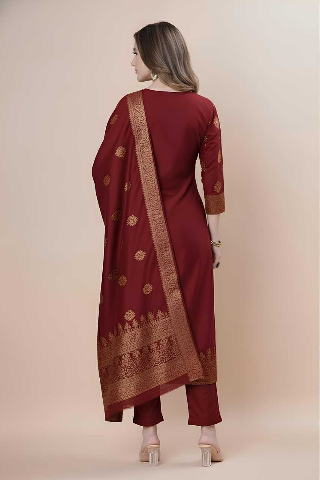 YNF Wholesale Jacquard Ladies Silk Suit  | Surat Manufacturer