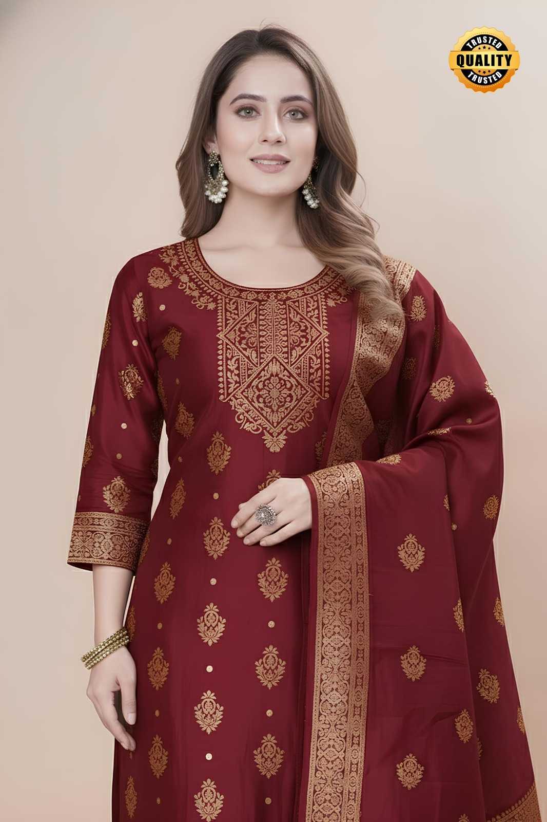 YNF Wholesale Jacquard Ladies Silk Suit  | Surat Manufacturer