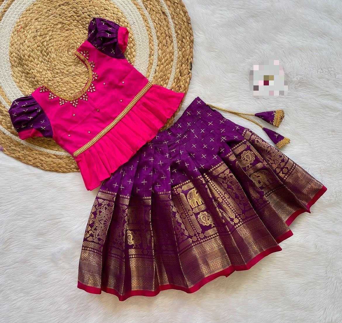 YNF Wholesale Banarasi Soft Silk Kids Lehenga  | Surat Manufacturer