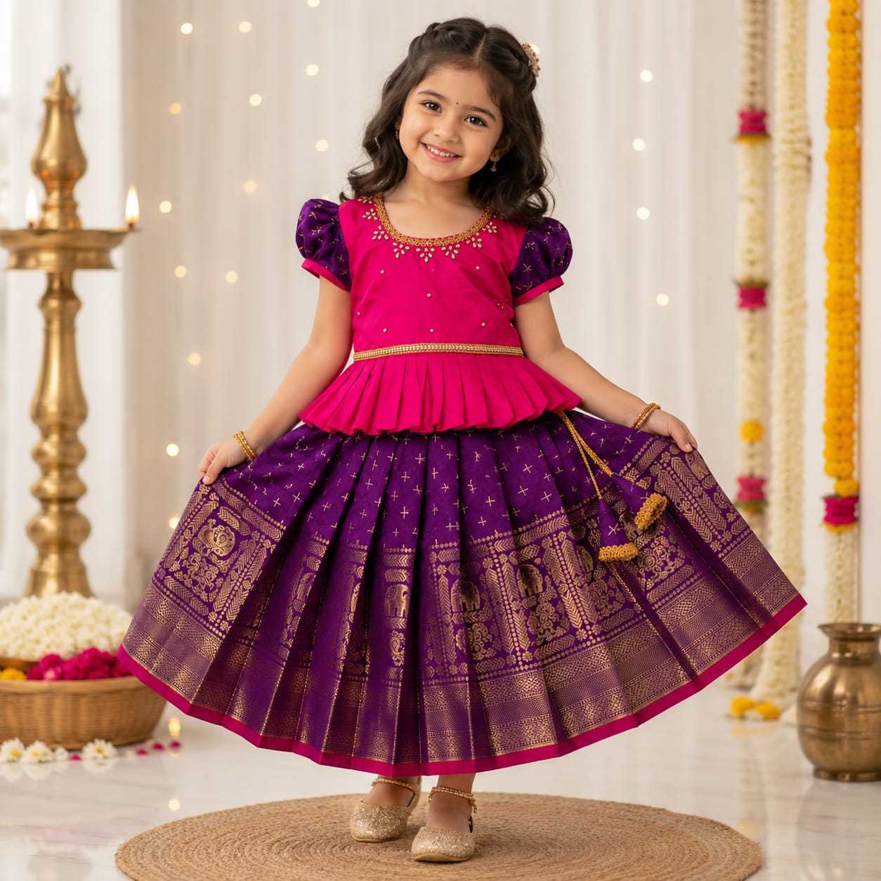 YNF Wholesale Banarasi Soft Silk Kids Lehenga  | Surat Manufacturer