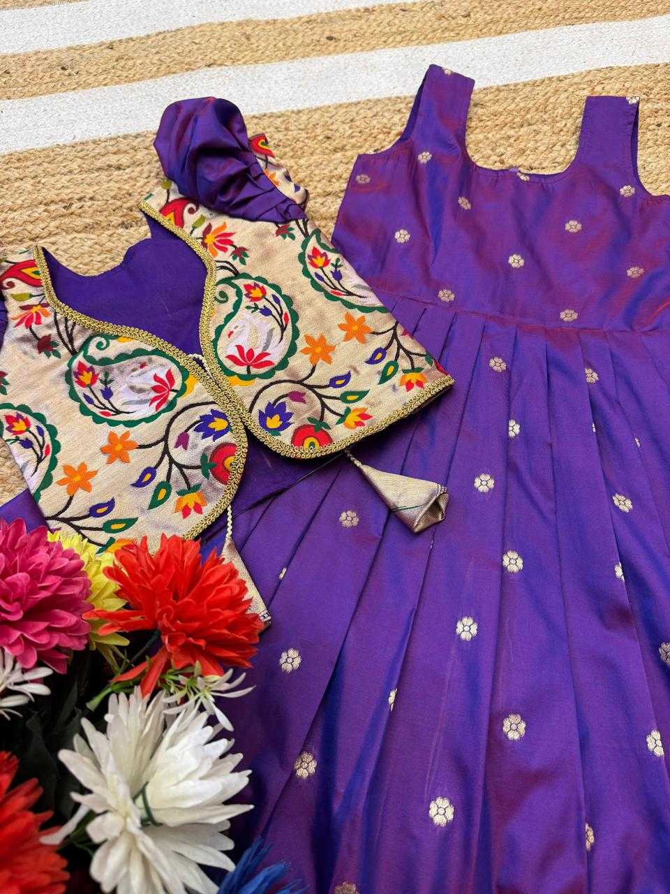 YNF Wholesale Paithani Silk Kids Gown  | Surat Manufacturer