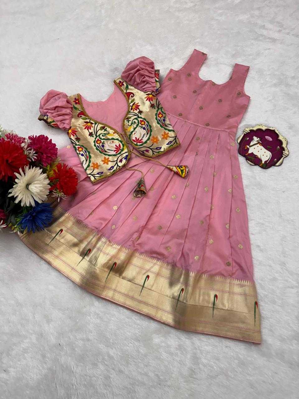 YNF Wholesale Paithani Silk Kids Gown  | Surat Manufacturer