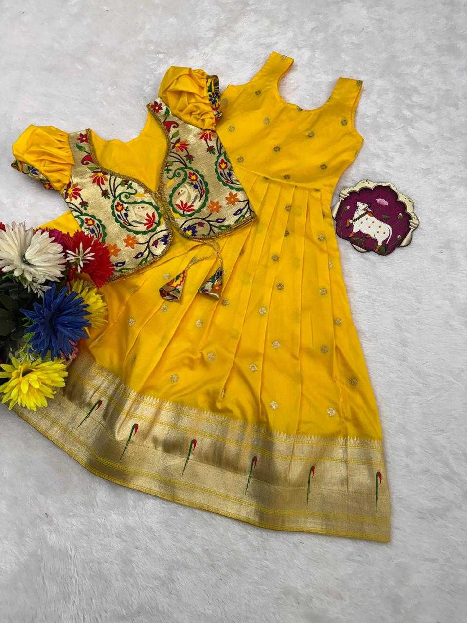 YNF Wholesale Paithani Silk Kids Gown  | Surat Manufacturer
