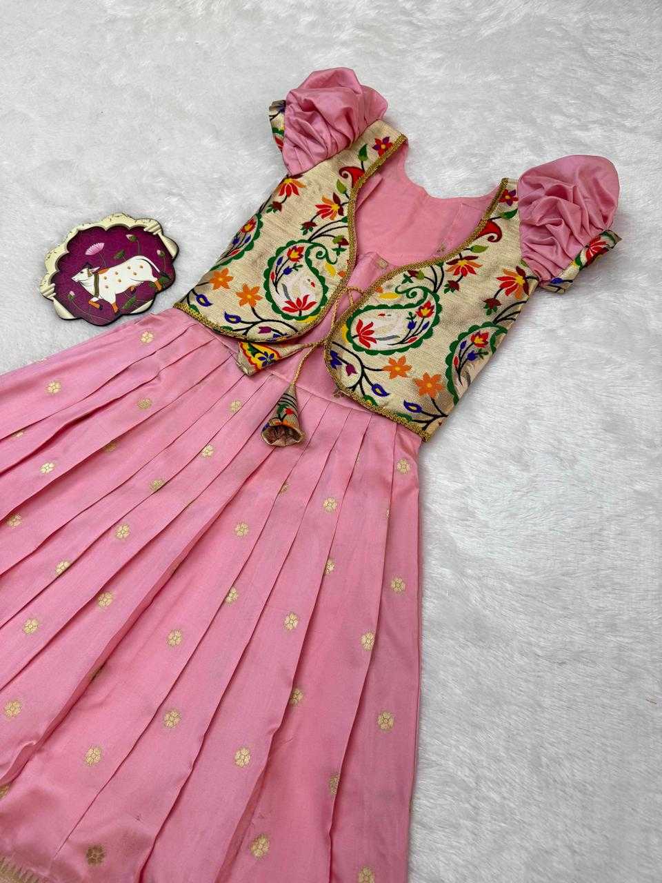 YNF Wholesale Paithani Silk Kids Gown  | Surat Manufacturer