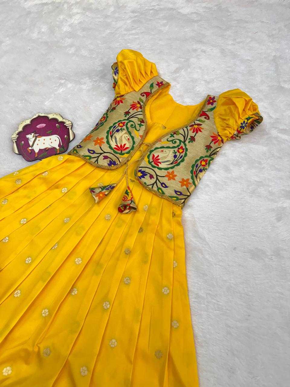 YNF Wholesale Paithani Silk Kids Gown  | Surat Manufacturer
