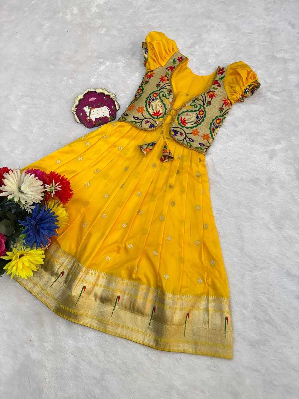 YNF Wholesale Paithani Silk Kids Gown  | Surat Manufacturer