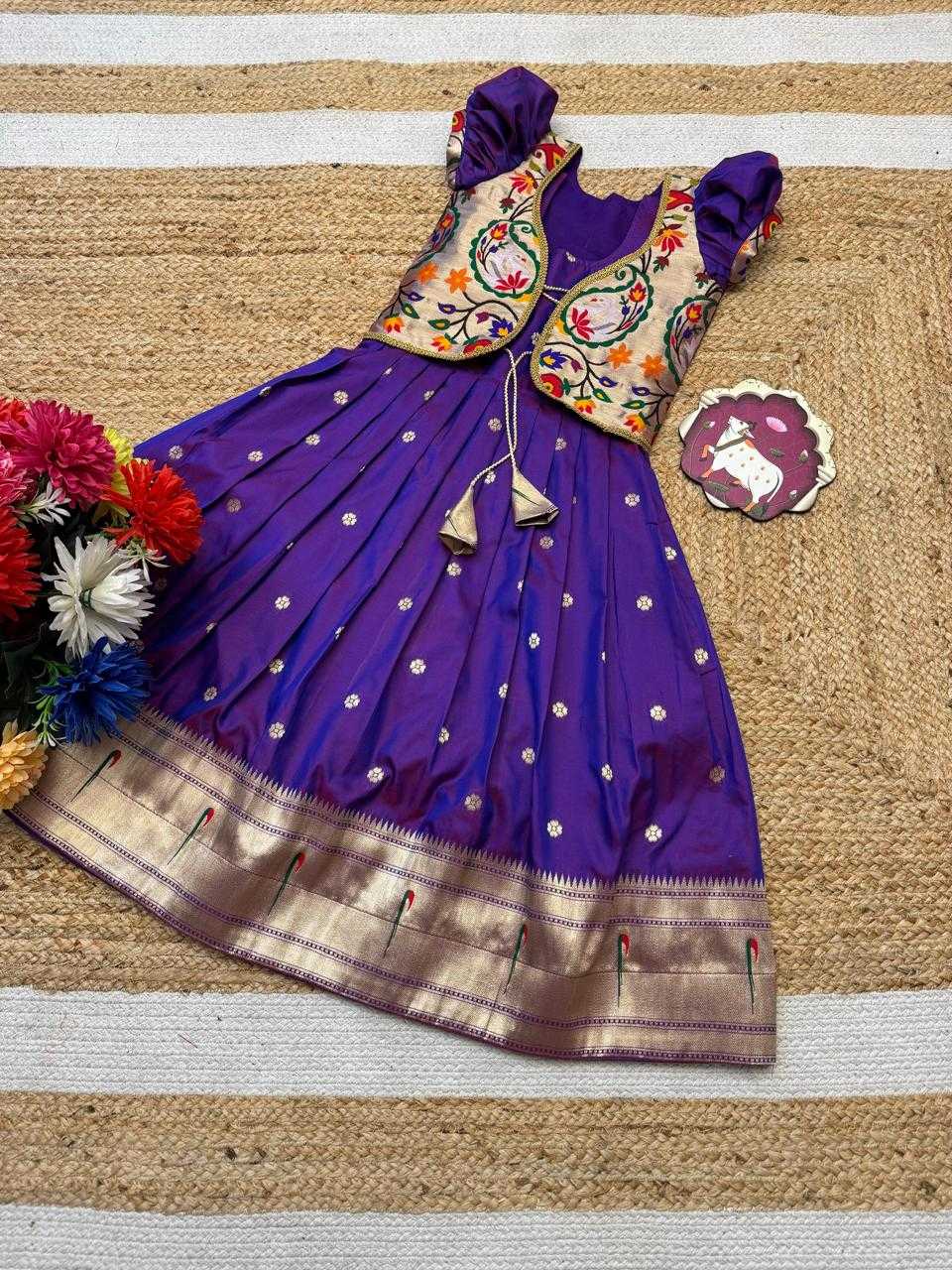 YNF Wholesale Paithani Silk Kids Gown  | Surat Manufacturer