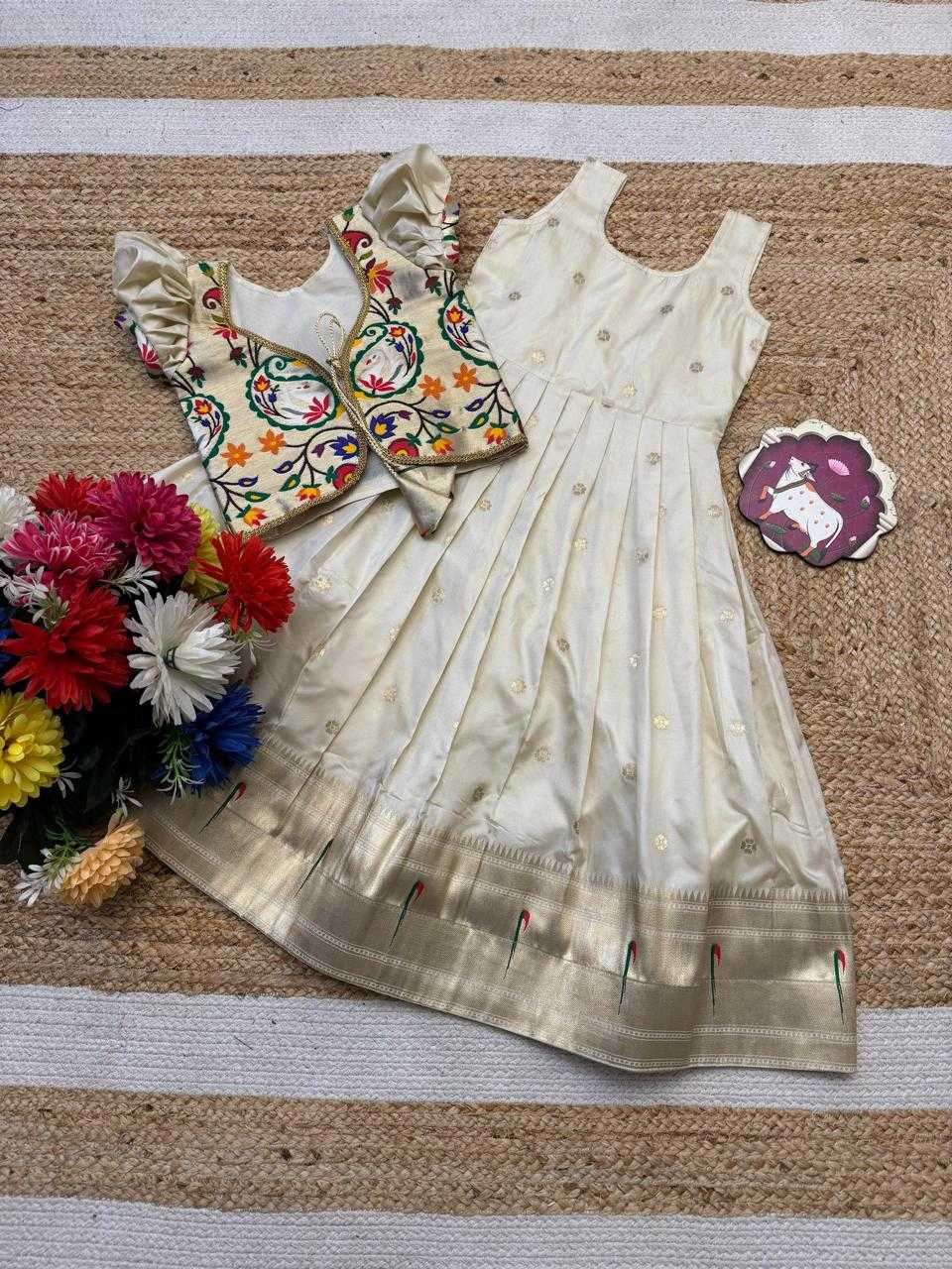 YNF Wholesale Paithani Silk Kids Gown  | Surat Manufacturer