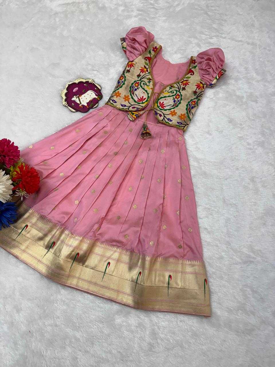 YNF Wholesale Paithani Silk Kids Gown  | Surat Manufacturer