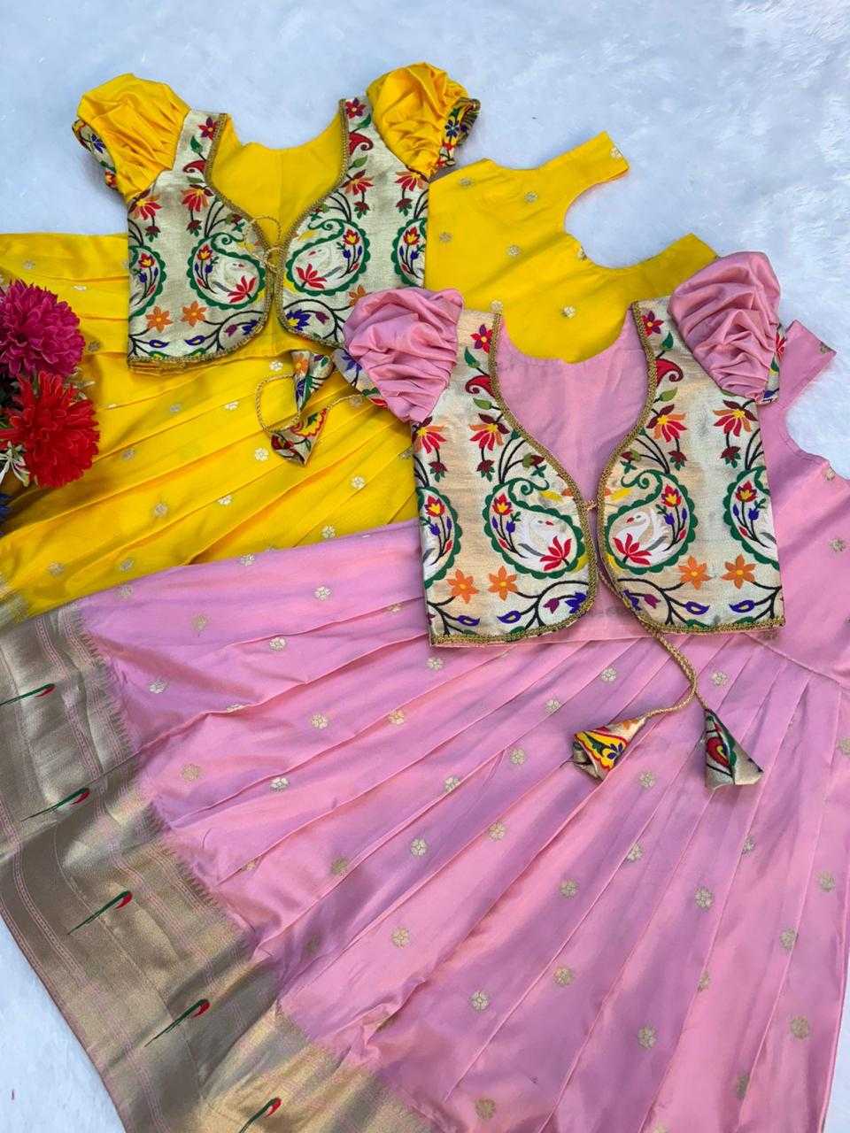 YNF Wholesale Paithani Silk Kids Gown  | Surat Manufacturer