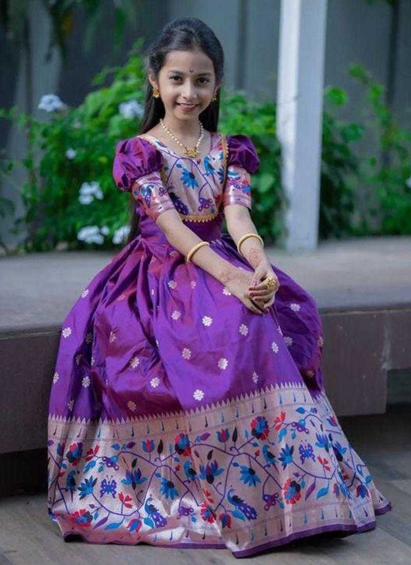 YNF Wholesale Paithani Silk Kids Gown  | Surat Manufacturer